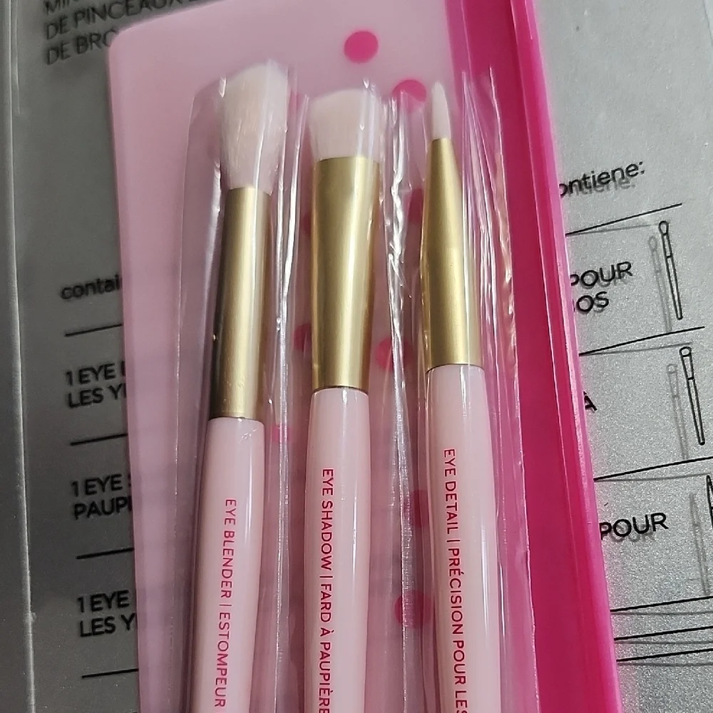 Pink Makeup Mini Essential Brush Set with Pouch Eye Blender Shadow Detail